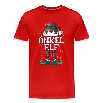 Onkel Elf Weihnachten Weihnachtsgeschenk - Männer Premium Bio T-Shirt - Rot - Vorne - Damien (186cm)