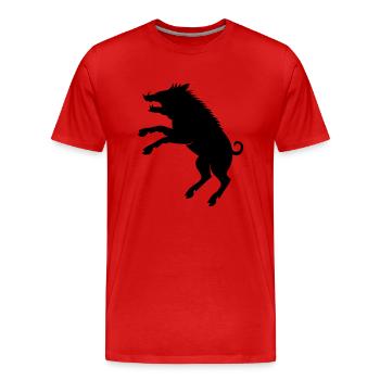 Wildschwein - Männer Premium Bio T-Shirt - Rot - Vorne - Damien (186cm)