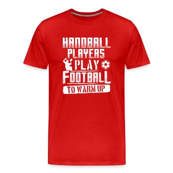 Handball FOOTBALL WARM UP - Men's Premium Organic T-Shirt - red - Front - Damien (186cm)