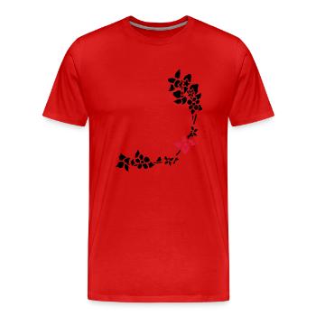 flower around right corner - Men's Premium Organic T-Shirt - red - Front - Damien (186cm)