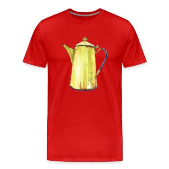 Kaffeekanne - Männer Premium Bio T-Shirt - Rot - Vorne - Damien (186cm)