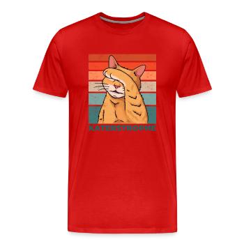 Katze Katastrophe Katerstrophe Lustig Spruch - Männer Premium Bio T-Shirt - Rot - Vorne - Damien (186cm)