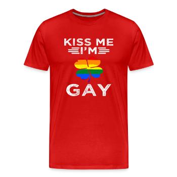 Embrasse-moi je suis gay - T-shirt bio Premium Homme - rouge - Devant - Damien (186cm)