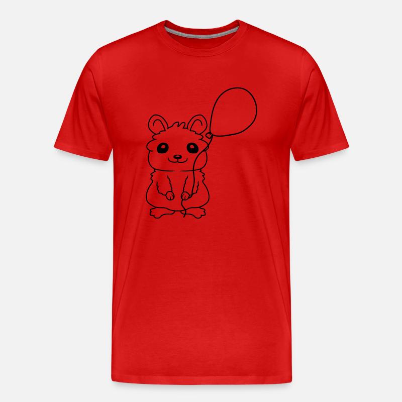 Hamster Luftballon Geschenkidee Comic - Männer Premium Bio T-Shirt - Rot