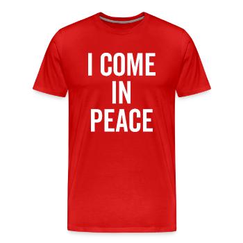 Ich komme in Frieden - Männer Premium Bio T-Shirt - Rot - Vorne - Damien (186cm)