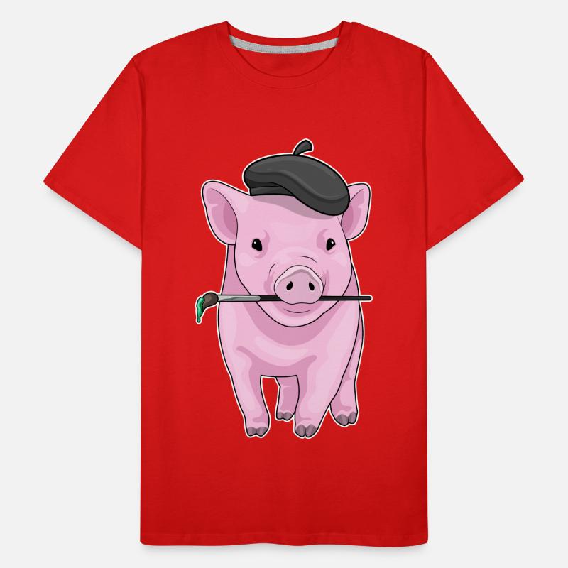 Pig Painter Brush Men's Premium Organic T-Shirt
