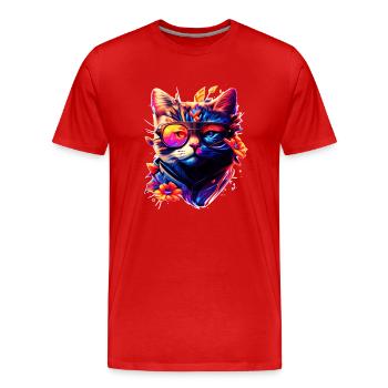 Hawaii Katzengesicht in stylisher Regenbogenfarbe - Männer Premium Bio T-Shirt - Rot - Vorne - Damien (186cm)