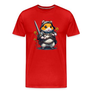 Ninja hamster hero of the garden - Men's Premium Organic T-Shirt - red - Front - Damien (186cm)