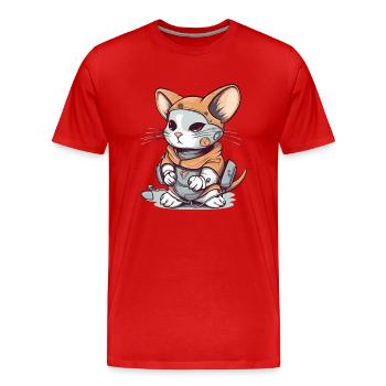 Die Katze, die als Maus verkleidet ist - Männer Premium Bio T-Shirt - Rot - Vorne - Damien (186cm)