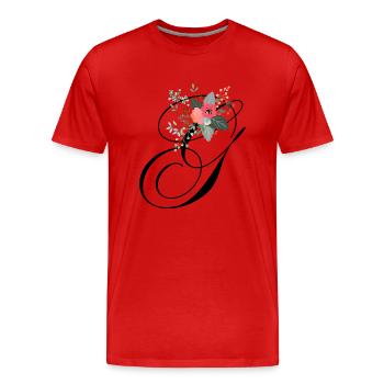 Buchstabe g blumig - Männer Premium Bio T-Shirt - Rot - Vorne - Damien (186cm)