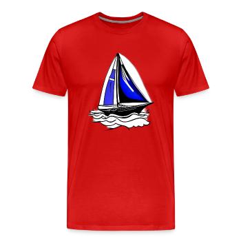 Sailing Ship Sailing Sailing Sailing Sailing Sailboat - Men's Premium Organic T-Shirt - red - Front - Damien (186cm)