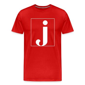 Lettre alphabet j - T-shirt bio Premium Homme - rouge - Devant - Damien (186cm)
