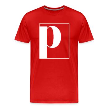 Letter alphabet p - Men's Premium Organic T-Shirt - red - Front - Damien (186cm)