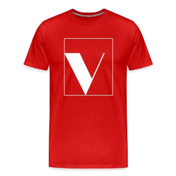 Buchstaben-Alphabet v - Männer Premium Bio T-Shirt - Rot - Vorne - Damien (186cm)