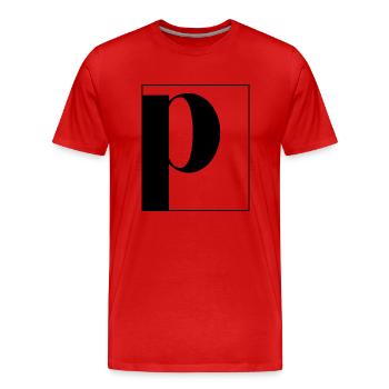 Letter alphabet p - Men's Premium Organic T-Shirt - red - Front - Damien (186cm)