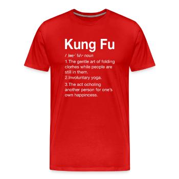 Kung Fu Shaolin Vintage Kampfkunst Sprüche - Männer Premium Bio T-Shirt - Rot - Vorne - Damien (186cm)