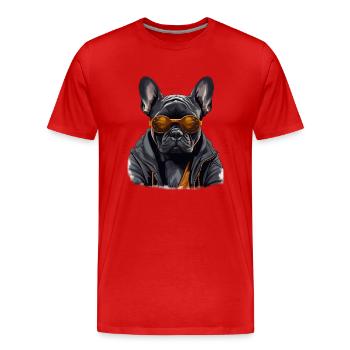 City companion: the ghost of the French bulldog - Men's Premium Organic T-Shirt - red - Front - Damien (186cm)