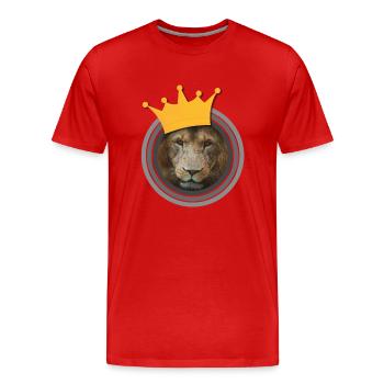 Photo en gros plan lion avec couronne - T-shirt bio Premium Homme - rouge - Devant - Damien (186cm)