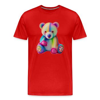 Mehrfarbiger Teddybär - Männer Premium Bio T-Shirt - Rot - Vorne - Damien (186cm)