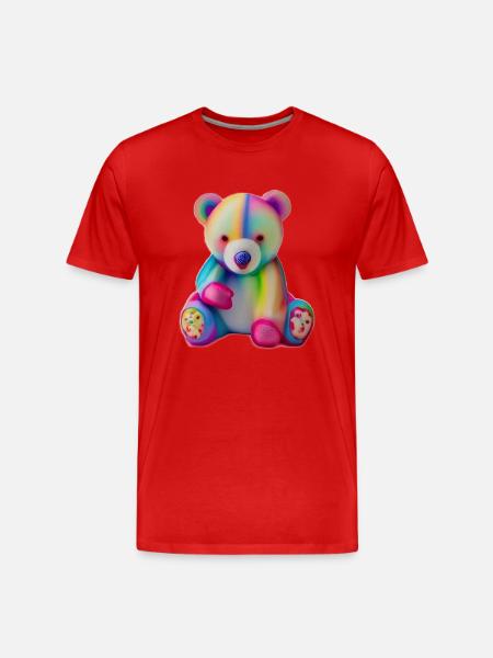 Mehrfarbiger Teddybär - Männer Premium Bio T-Shirt - Rot