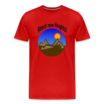 Erreiche neue Höhen! - Männer Premium Bio T-Shirt - Rot - Vorne - Damien (186cm)