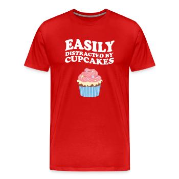Facilement distrait par les cupcakes - T-shirt bio Premium Homme - rouge - Devant - Damien (186cm)