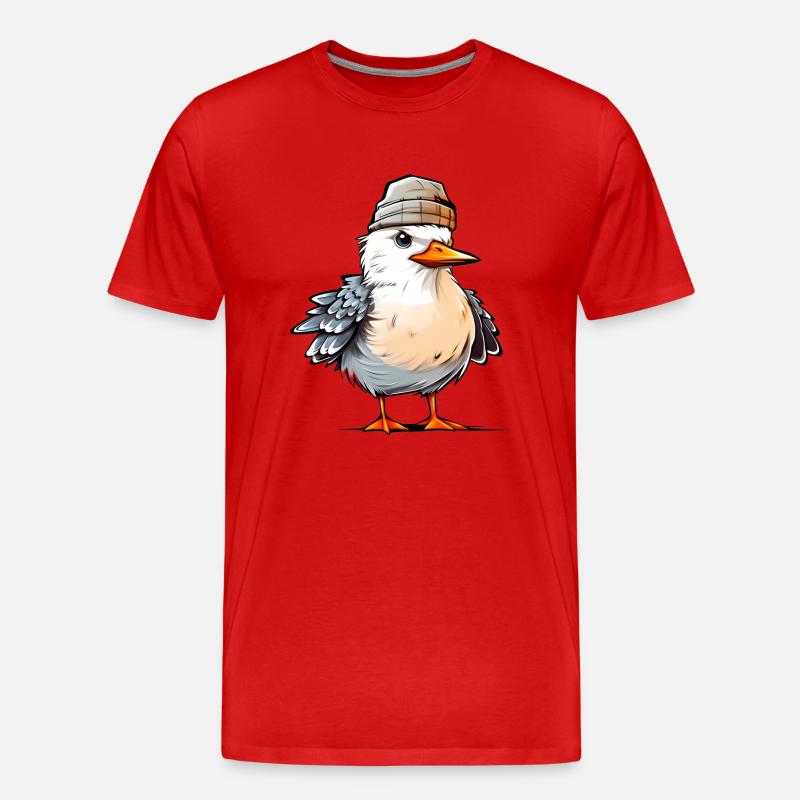 Coole Möwe mit Mütze - Männer Premium Bio T-Shirt - Rot