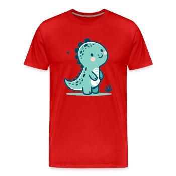 Mignon et lunatique heureux petit dinosaure copain - T-shirt bio Premium Homme - rouge - Devant - Damien (186cm)