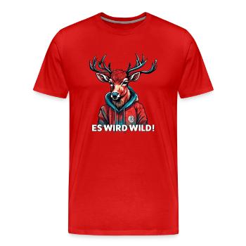Es wird Wild Jäger Reh Rotwild - Männer Premium Bio T-Shirt - Rot - Vorne - Damien (186cm)