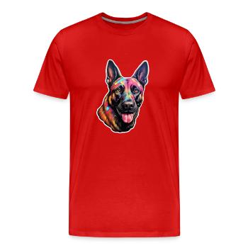 Belgian Malinois psychedelisch - Männer Premium Bio T-Shirt - Rot - Vorne - Damien (186cm)