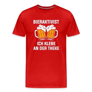 BIERAKTIVIST - ICH KLEBE AN DER THEKE - Männer Premium Bio T-Shirt - Rot - Vorne - Damien (186cm)