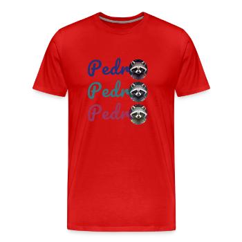 raccoon,graffiti,grey, watercolour,urban - Men's Premium Organic T-Shirt - red - Front - Damien (186cm)