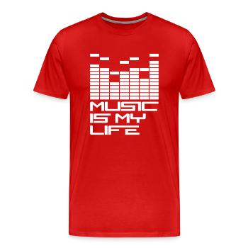 Music is Life Equalizer Bar Waves Music Saying - Men's Premium Organic T-Shirt - red - Front - Damien (186cm)