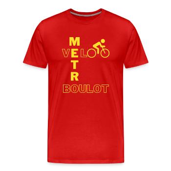 U-Bahn, Arbeit, Fahrrad - Männer Premium Bio T-Shirt - Rot - Vorne - Damien (186cm)