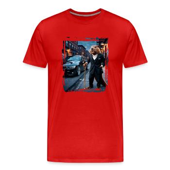 Beaver as a gangster - Men's Premium Organic T-Shirt - red - Front - Damien (186cm)