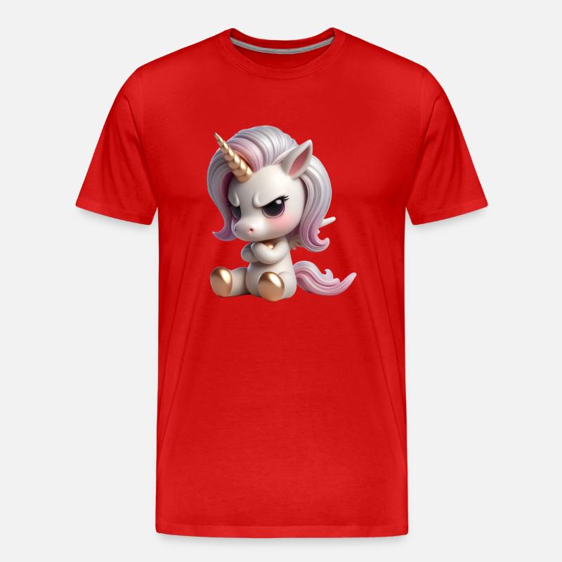 Einhorn grimmig 2 - Männer Premium Bio T-Shirt - Rot