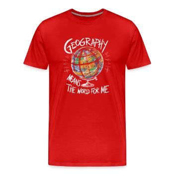 Geografie ist meine Welt - Männer Premium Bio T-Shirt - Rot - Vorne - Damien (186cm)