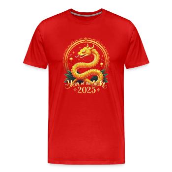 Chinesisches Neujahr - Schlange 2025 - Männer Premium Bio T-Shirt - Rot - Vorne - Damien (186cm)