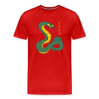 Schlange 2025 - Männer Premium Bio T-Shirt - Rot - Vorne - Damien (186cm)