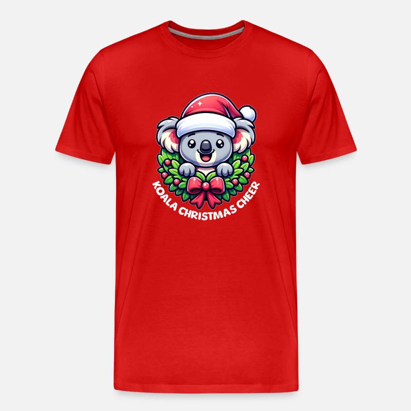 Weihnachts-Koala - Männer Premium Bio T-Shirt - Rot