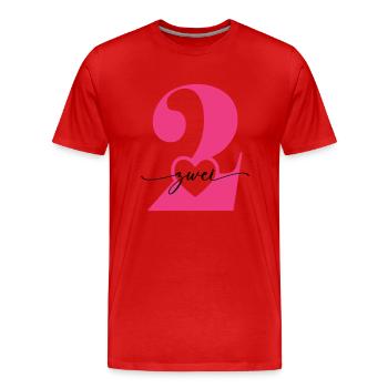 Ziffer Zwei 2 mit Herz - Männer Premium Bio T-Shirt - Rot - Vorne - Damien (186cm)