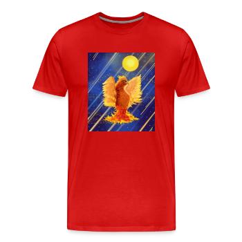 Kosmisch leuchtender Feuervogel: Cyber-Semurg - Männer Premium Bio T-Shirt - Rot - Vorne - Damien (186cm)
