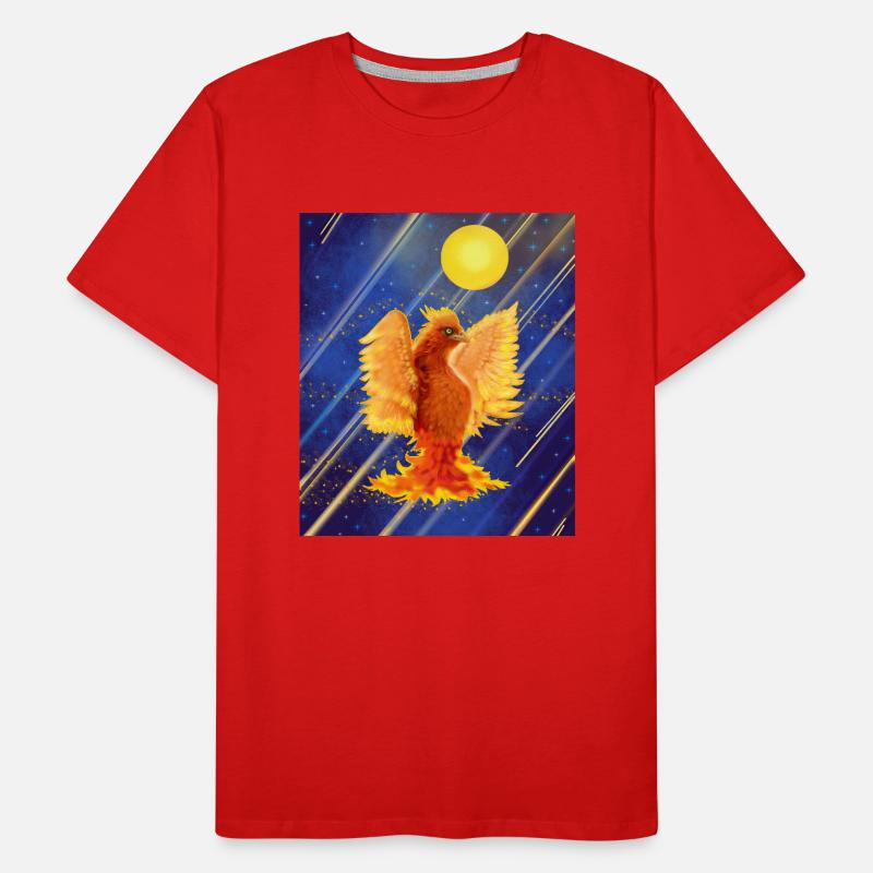 Kosmisch leuchtender Feuervogel: Cyber-Semurg Männer Premium Bio T-Shirt