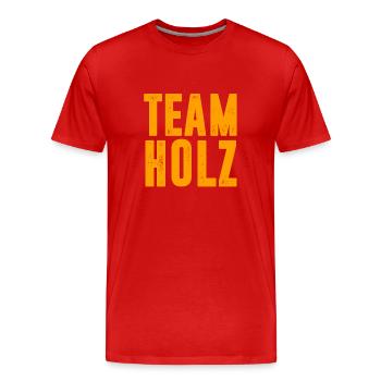 TEAM HOLZ / WALD / KETTENSÄGE / GESCHENK - Männer Premium Bio T-Shirt - Rot - Vorne - Damien (186cm)