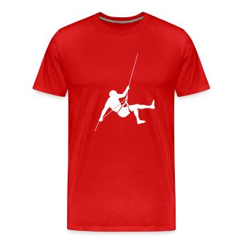 2 grimpeurs escalade de descente en rappel abseil - T-shirt bio Premium Homme - rouge - Devant - Damien (186cm)