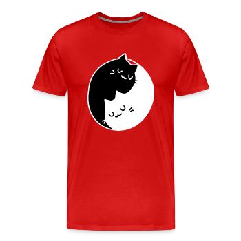 Idée de cadeau de chats de Ying Yang - T-shirt bio Premium Homme - rouge - Devant - Damien (186cm)