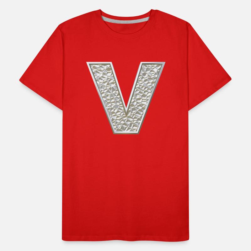 V, lettre, initiale, monogramme, T-shirt bio Premium Homme