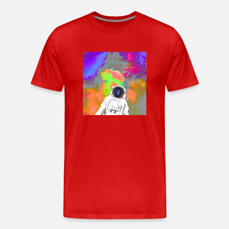 Astronaute devant une supernova spatiale - T-shirt bio Premium Homme - rouge