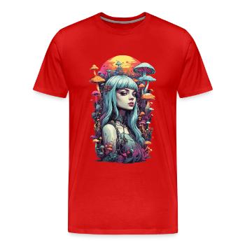 Spiritual Mushroom World Goa Girl Design - Men's Premium Organic T-Shirt - red - Front - Damien (186cm)