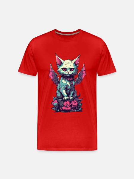 Goth Cat Vampire Demons Aesthetic - Men's Premium Organic T-Shirt - red